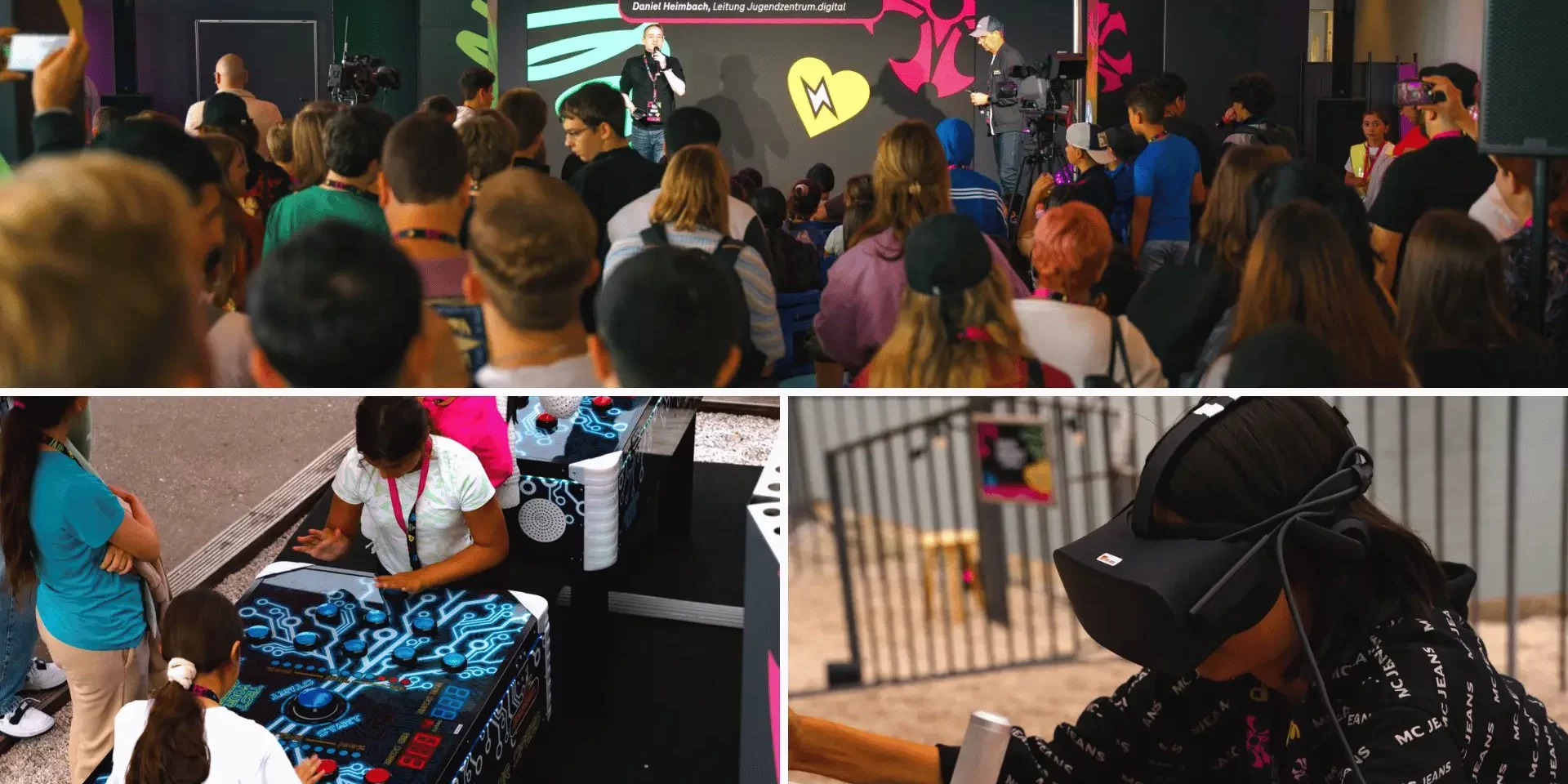 Responsible Gaming Days 2024 Die Responsible Gaming Days fanden 2024 erstmals auf der Gamescom statt, das Programm ist geeignet für die auf den Bildern zu sehenden Kindern, welche Spiele ausprobieren und Panel Talks des Responsible Gaming Days Programms auf dem Equal eSports Festival 2023 ausprobiert haben.