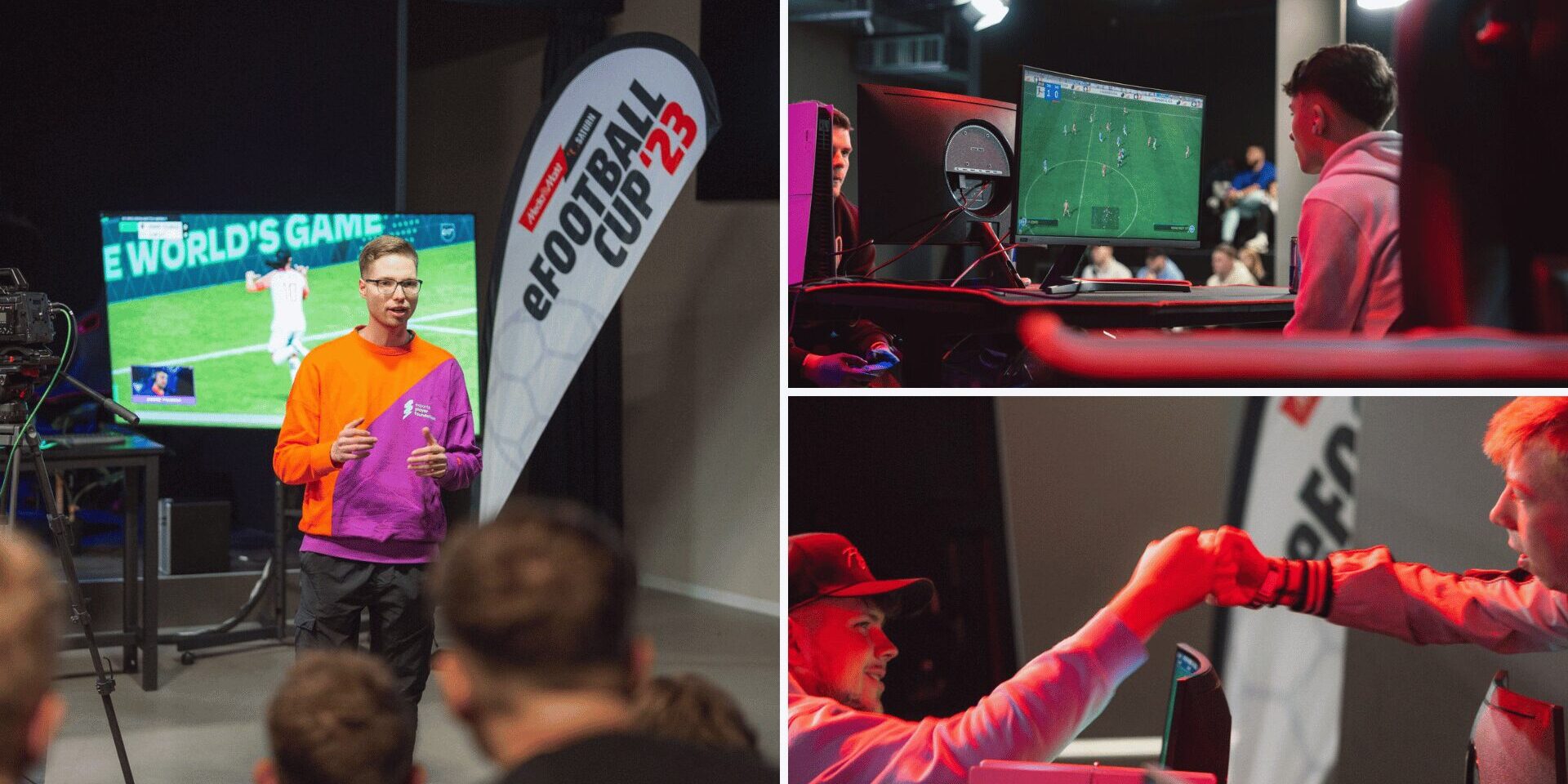 MMS Next Gen Cup MediaMarktSaturn Next Gen Cup live Coaching, Esports EA FC Player und Talente beobachten Screen und Esports Training Session.