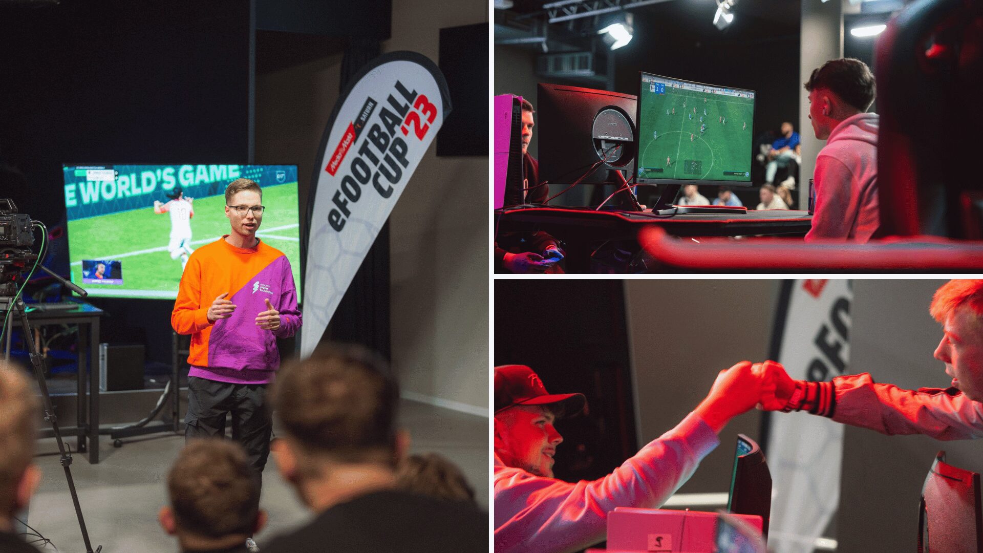MediaMarktSaturn Next Gen Cup live Coaching, Esports EA FC Player und Talente beobachten Screen und Esports Training Session.